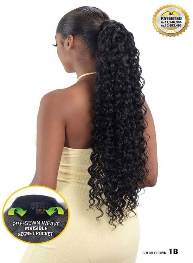 SHAKE-N-GO Organique Pony Pro Ponytail Spanish Curl 26" with Secret Pocket (JET BLACK 1) - Image 4